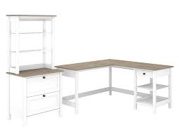 Aside from the fact her room has limited stora… Bush Furniture Mayfield 60w L Shaped Computer Desk With Lateral File Cabinet And Hutch In Pure White And Shiplap Gray May015gw2