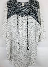 Black And White Women S Clothing Blair Size Xl Black White Tunic Tassels Blouse Womens Extra Large Bohemian Top Clothing Shoes Accessories Women S C White Tunic Bohemian Tops Top Outfits