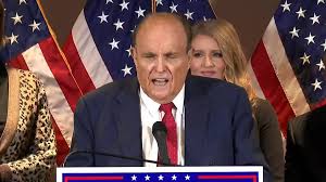 Rudy giuliani and other trump lawyers repeatedly accuse the media of disregarding their claims and argue a debunked conspiracy theory that venezuela could have hacked election results through machines used by local authorities. Rudy Giuliani Pushes False Trump Claims Movie Quotes At Sweaty Briefing National Globalnews Ca