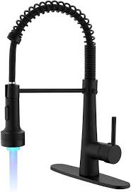 Touchless kitchen faucets with motionsense™ feature touchless activation, allowing you to easily turn how to choose the right kitchen faucet. Tutew Modern Kitchen Faucet Brass Kitchen Faucet With Sprayer Single Handle Kitchen Sink Faucets With Led Light Matte Black Amazon Com
