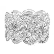 Alternative & holistic health service. White Gold Baguette Cuban Ring Band 18mm 9 8 Ct