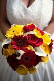 Real Wedding Red White Yellow Wedding Flowers Yellow Wedding Flowers Bridal Bouquet Blue Red Wedding Flowers