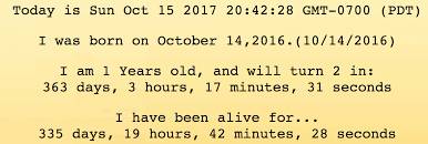 Not using an online calculator? Javascript Calculating Days Hours Minutes Seconds From Birth Year To Today Stack Overflow