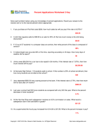 Ratio to percent worksheets percent to ratio worksheets proportion worksheets ratio in simplest form worksheets proportion word problems solving proportions worksheets. Percent Applications Worksheet 1 Key
