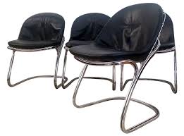 Gastone Rinaldi Chrome Dining Chairs Set Of 4 Dining Chairs Chair Leather Dining Chairs