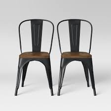 Set Of 2 Carlisle High Back Wood Seat Dining Chair Wood Matte Black Threshold Metal Dining Chairs High Back Dining Chairs Dining Chairs