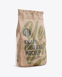 Kraft Food Bag Mockup Halfside View In Bag Sack Mockups On Yellow Images Object Mockups