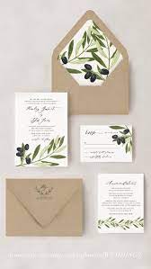 Olive Branch Wedding Invitation Set And Envelope Liner Printable Wedding Olive Branch Wedding Wedding Invitations Printable Templates Wedding Invitation Sets