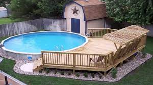 What are your options for above ground pool decking? How To Build A Freestanding Deck Around Above Ground Pool See Description Youtube