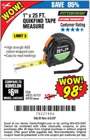 Pittsburgh 25 Ft X 1 In Quikfind Tape Measure With Abs Casing For 0 98 In 2020 Harbor Freight Tools Tape Measure Tape