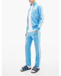 New arrivals every day to refresh your wardrobe, shop a wide array of designer brands always under rrp. Palm Angels Side Stripe Jersey Track Pants In Light Blue Blue For Men Lyst