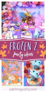 Simple white paper chains gave the feeling of ice and snow overhead. Frozen 2 Birthday Into The Unknow Catch My Party Disney Frozen Birthday Party Frozen Themed Birthday Party Frozen 2 Birthday