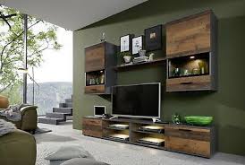 wohnwand schrankwand in used wood grau vintage wohnzimmer anbauwand retro mango ebay schrankwand wohnen wohnwand