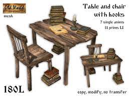 You will also find many exceptional rustic chairs and sofas that bring a sense of the outdoors to your home. Second Life Marketplace Old Table And Chair With Books Old World Rustic Furniture