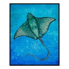 Painted Ocean Spotted Eagle Ray Poster Stingrays Are Such Beautiful Creatures Fish Stingray Seacreat Animal Paintings Acrylic Animal Paintings Fish Art