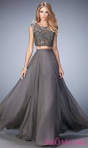 Image Of Long Gigi Two Piece Gunmetal Gray Prom Dress Style Lf 22929 Front Image Piece Prom Dress Prom Dresses Formal Dresses