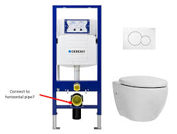 It's starting to look like a new toilet! Horizontal Drain On Wall Mount Toilet Plumbing
