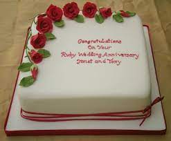 Pin By Olive Clancy On Anniversary Cakes Wedding Anniversary Cakes Anniversary Cake Ruby Wedding Cake