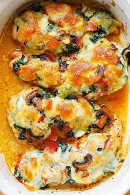 Cooking with boneless skinless chicken thighs vs boneless skinless chicken breast. Smothered Chicken With Creamed Spinach Bacon Mushrooms Julia S Album