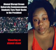 #duet with @showandtal Students turned their backs o the president because  Brown University refuses to disclose and divest. #brownuniversity