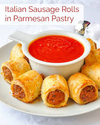 Italian Sausage Rolls In Parmesan Pastry Recipe Sausage Rolls Italian Sausage Rock Recipes