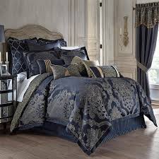 Comforter Sets Vaughn Navy Gold 4 Piece Reversible Comforter Set By Waterford Latest Bedding Luxury Bedding Navy Bed Set Comforter Sets