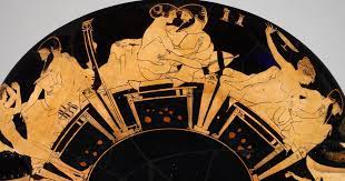 Detail of a terracotta Attic Greek Kylix (drinking cup) with scenes from a  symposium – THE SHIELD OF ACHILLES