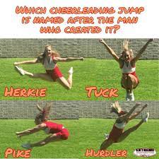 Our online cheerleading trivia quizzes can be adapted to suit your requirements for taking some of the top cheerleading quizzes. Extreme Gymnastics Usa Pa Twitter Time For Another Cheer Quiz Who Knows Which Jump It Is Extremegymnasticsusa Extremegymnastics Cheerleading Cheer Cheerquiz Quiz Trivia Hurdler Pike Tuck Herkie Jump Cheerjump Gymnastics Gymnast