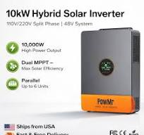 PowMr 10KW Split Phase 48V to 120/240V AC Solar Inverter with 200A MPPT  Charge Controller for 48V Batteries Supports Up to 6 Units Parallel  Operation ...