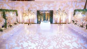 Indian wedding reception hall decoration: Chicago Wedding Decoration Tent Rental Chairs Table Rental Yard Greeting Rental I White Dance Floor Wall Draping Ceiling Draping Wedding Centerpieces Satin Chair Event
