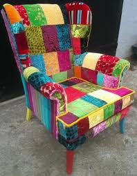 Crazy Rainbow Chair In Clients Own Choice Of Fabrics By Katiemoore Co Uk Patchwork Furniture Funky Chairs Patchwork Chair