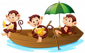 三猿, san'en or sanzaru, or 三匹の猿, sanbiki no saru). Free Vector Three Monkeys Eating Banana On The Boat