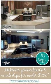 Kitchen Update On A Budget Paint That Looks Like Granite And One Day Cabinet Makeover Diy Www Gianigranite Home Remodeling Diy Home Improvement Diy Kitchen