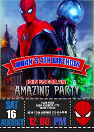 Spider Man Far From Home Birthday Invitation Amazing Designs Us Spiderman Invitation Birthday Party Locations Birthday Party Invitations