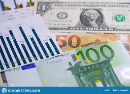 Us Dollar And Euro Banknotes Money On Chart Graph