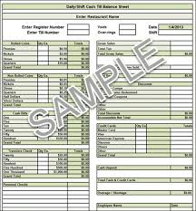 A cash register balance sheet consists of four columns: Cash Till Balance Sheet Workplace Wizards Restaurant Consulting