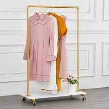 Maybe you would like to learn more about one of these? Buy Bosuru Modern Rolling Clothing Rack On Wheels Industrial Pipe Clothes Rack With Wood Shelf Heavy Duty Metal Garment Rack For Laundry Room Retail Store Gold Gold 36 L 11 8 W51 H
