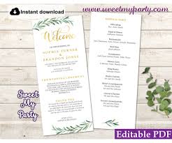 This template will surely help you in a lot of ways: Greenery Wedding Program Template Printable Modern Calligraphy Wedding Program Template Greenery Wedding Service Of Order Calligraphy Wedding Program Tea Length Template Gold Wedding Program Tea Length Template Greenery Stationery Sweetmyparty Com