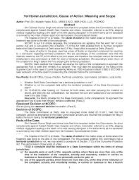 Pdf Territorial Jurisdiction Cause Of Action Meaning And Scope