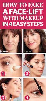 Makeup Tips To Make You Look Younger Fake A Face Lift With Makeup In 4 Easy Steps Look Makeup Tips To Look Younger Skin Care Wrinkles Skin Cream Anti Aging