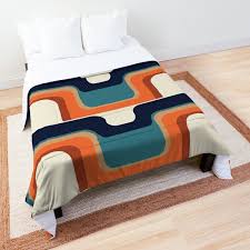 Midcentury french bed hand painted original work by contemporary artist perez petriarte ideal for a midcentury house interior or loft or any interior where you're looking for a one. Mid Century Modern Comforters Redbubble