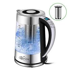 Openuye Bouilloire Electrique En Verre Temperature Controlee Bouilloire Avec Lumiere Bleue De Dispaly Led Inf En 2020 Bouilloires Electriques Bouilloire Infuseur A The