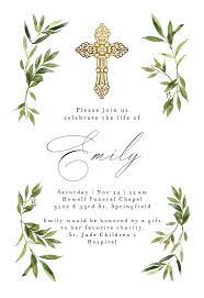Greenery Gold Cross Memorial Card Template Greetings Island Memorial Cards Funeral Cards Card Template