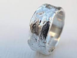 Fine Silver Ring Molten Structure Unique Wedding Ring Man Etsy In 2021 Mens Wedding Rings Unique Mens Wedding Rings Celtic Wedding Rings