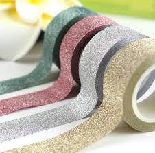 5m Diy Self Adhesive Glitter Washi Paper Tape Sticker Wedding Birthday Festival Decoration Home Decor In Event Party Decorative Tape Sticky Paper Labels Diy