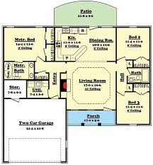 This open concept ranch floor plan is designed to fit neatly on a corner lot. Open Concept 3 Bedroom House Plans With Basement