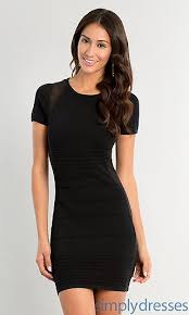 Short Black Fitted Dress With Short Sleeves Fitted Black Dress Short Fitted Dress Fitted Lace Dress