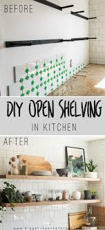 Upper wall cabinets at 12 inches deep by 30 inches tall are ideal for building a mobile island. Diy Open Shelving Kitchen Guide Bigger Than The Three Of Us