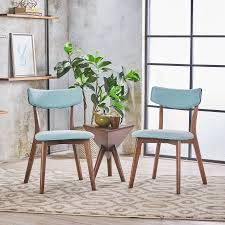 Noble House Sadie Mid Century Modern Wood Fabric Dining Chairs Set Of 2 Mint Walmart Com Midcentury Modern Dining Chairs Dining Chairs Fabric Dining Chairs