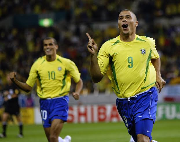 O Fenômeno: Ronaldo celebrates during Brazil's triumphant 2002 campaign, AI generated